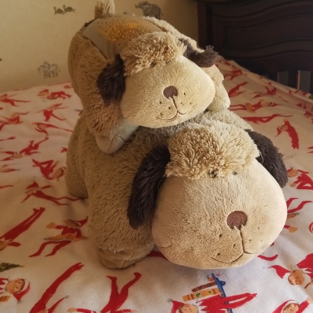 Mom and baby dog pillow pet.